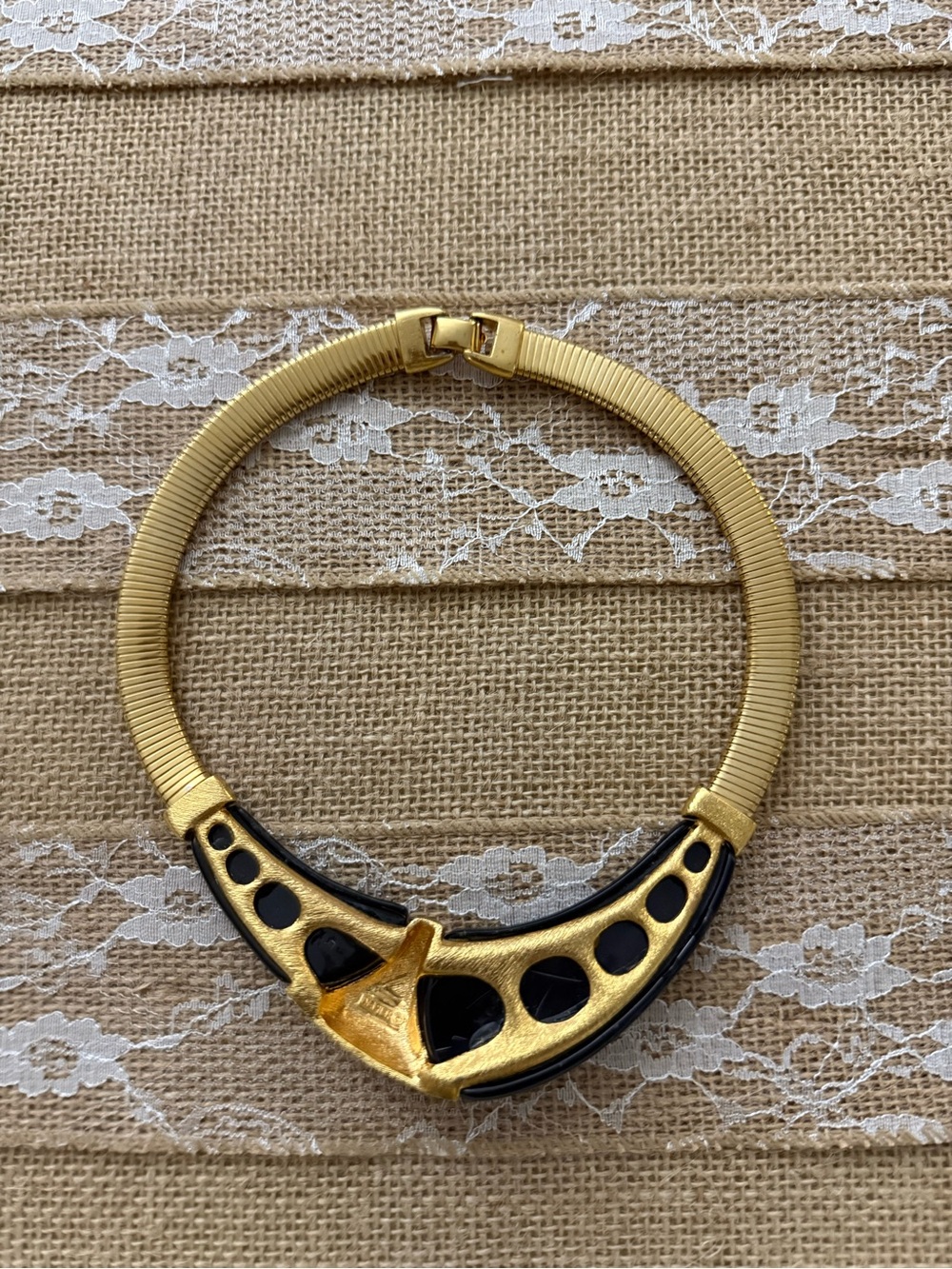 Napier Gold Collar Necklace with Black Accents - Picture 2 of 3